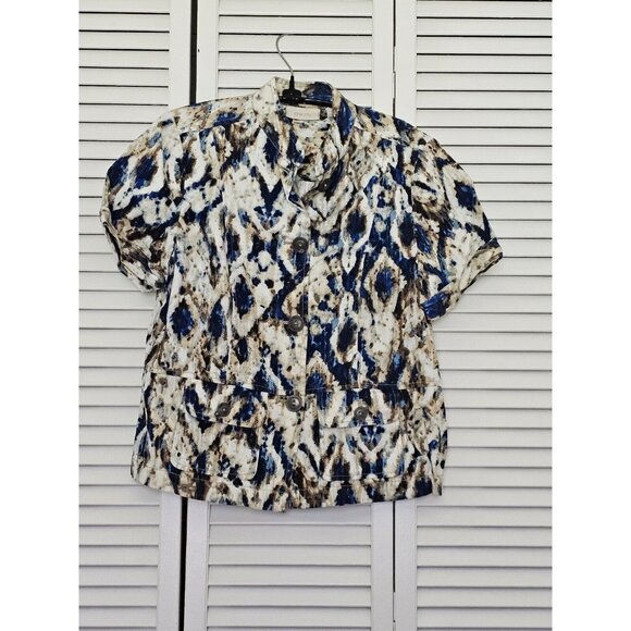 Chico's Jackets & Blazers - Chico's Blue and Beige Blouse Size O